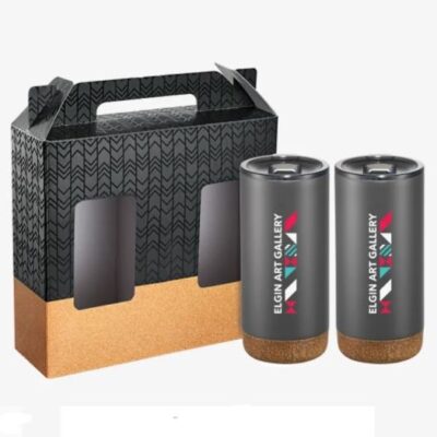 Valhalla Copper vacuum tumbler gift set with cork